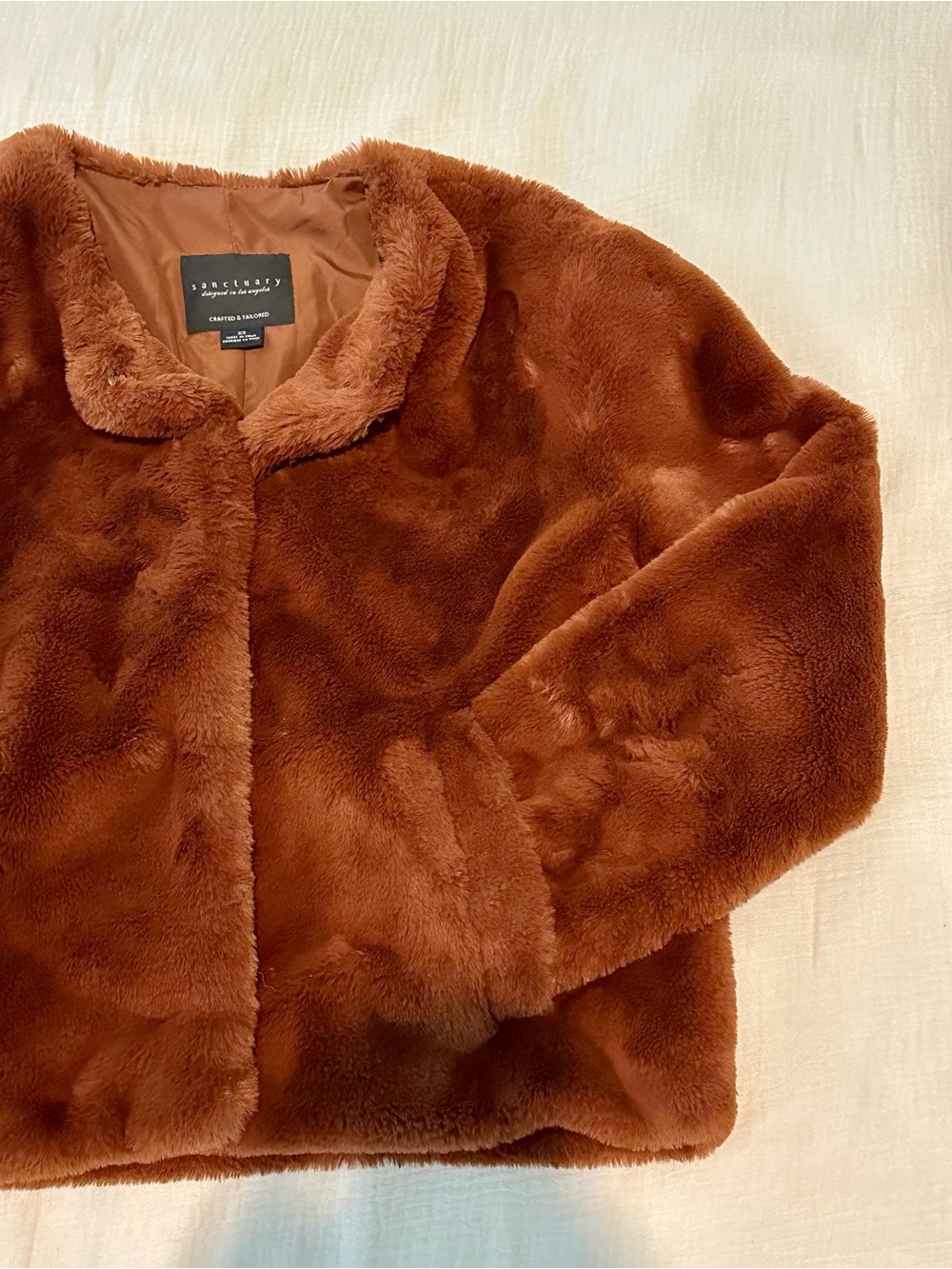 Sanctuary Plush Teddy Jacket Brown Size XS
